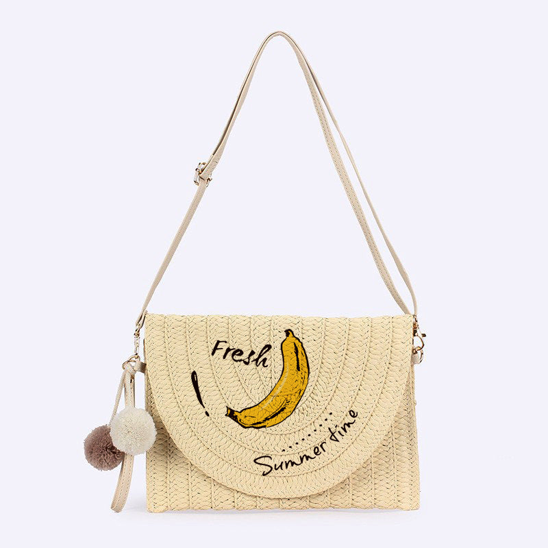 Chic Parrot Print Woven Straw Bag - Convertible Crossbody & Clutch