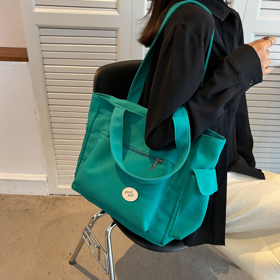 Chic Women's Large Capacity Fabric Tote Bag - Versatile Shoulder & Crossbody Style