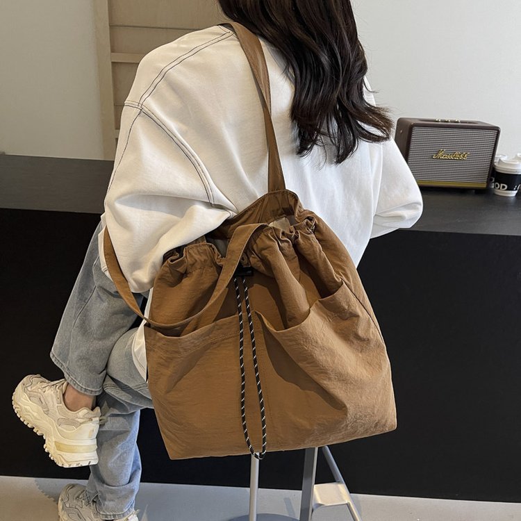 Minimalist Drawstring Bucket Bag, Women's Large Capacity Shoulder & Crossbody Purse for Everyday Chic