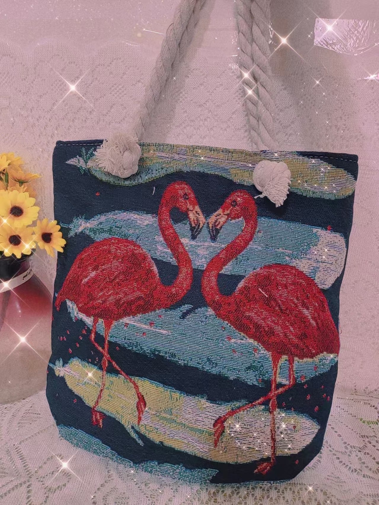 Boho Chic Double-Sided Elephant Embroidered Canvas Shoulder Bag - Spacious Everyday Tote