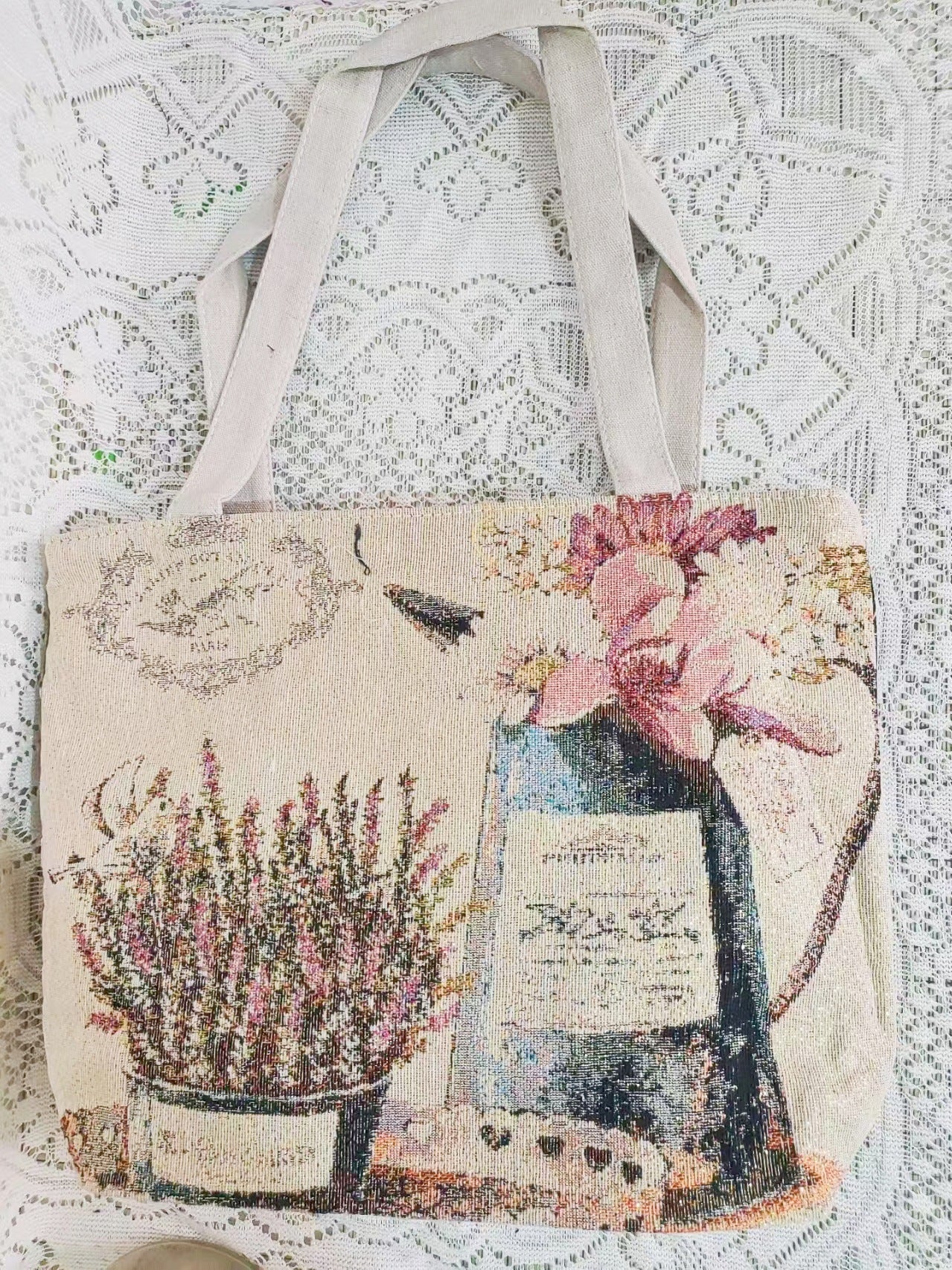 Boho Chic Double-Sided Elephant Embroidered Canvas Shoulder Bag - Spacious Everyday Tote