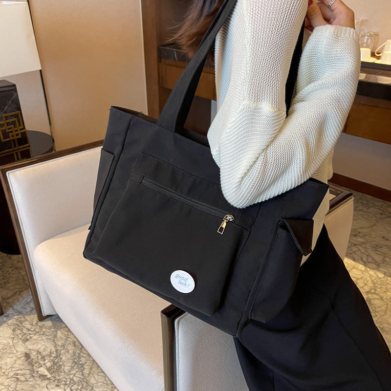 Chic Women's Large Capacity Fabric Tote Bag - Versatile Shoulder & Crossbody Style