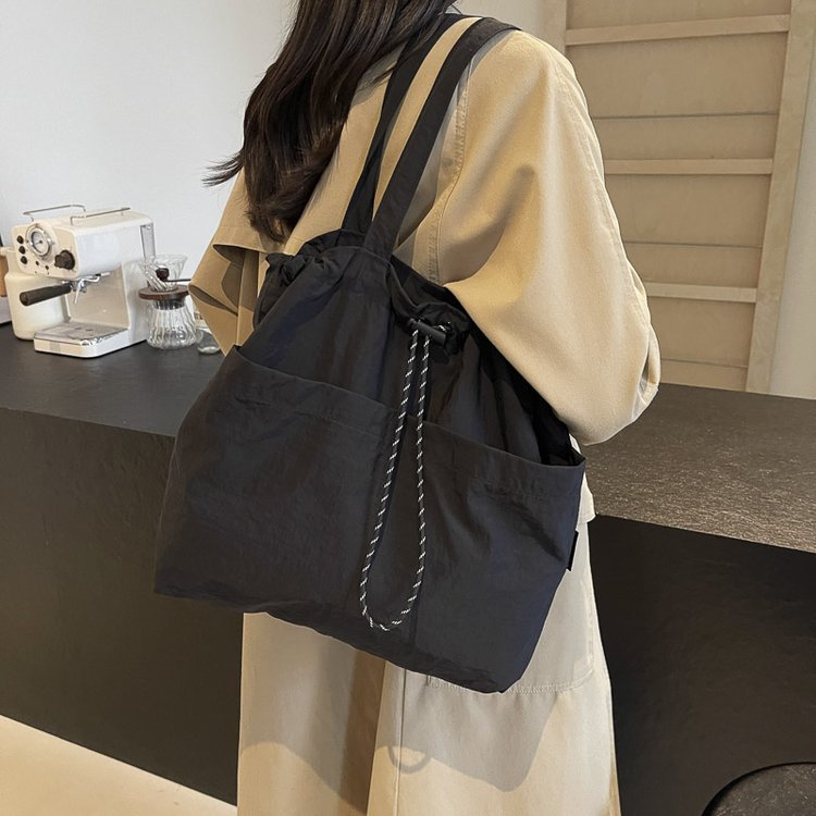 Minimalist Drawstring Bucket Bag, Women's Large Capacity Shoulder & Crossbody Purse for Everyday Chic