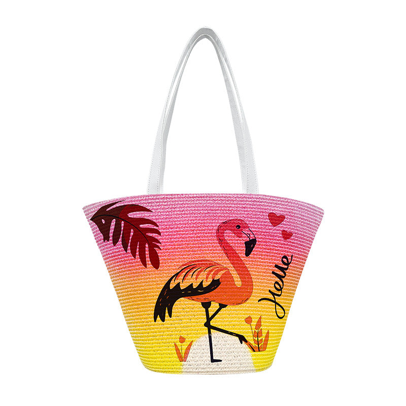 Chic Butterfly Print Woven Tote Bag - Spacious Casual Shoulder Handbag