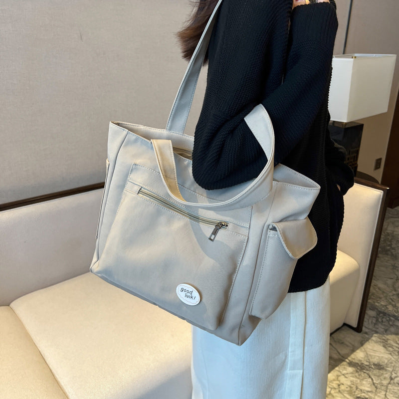 Chic Women's Large Capacity Fabric Tote Bag - Versatile Shoulder & Crossbody Style