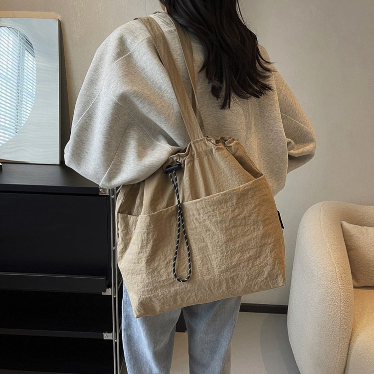 Minimalist Drawstring Bucket Bag, Women's Large Capacity Shoulder & Crossbody Purse for Everyday Chic