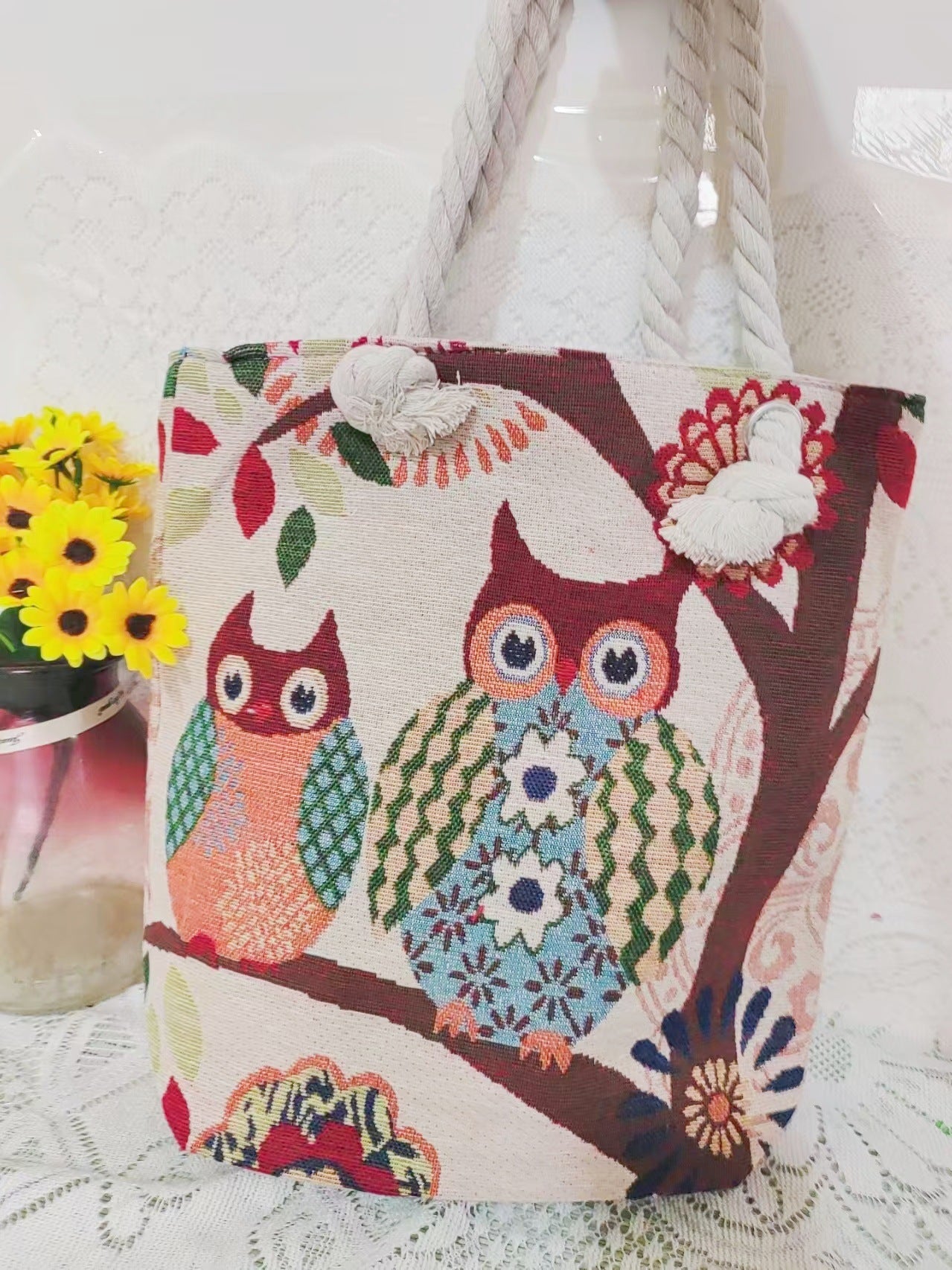 Boho Chic Double-Sided Elephant Embroidered Canvas Shoulder Bag - Spacious Everyday Tote