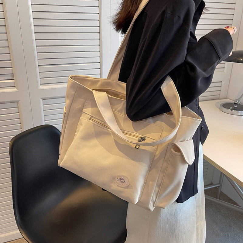 Chic Women's Large Capacity Fabric Tote Bag - Versatile Shoulder & Crossbody Style