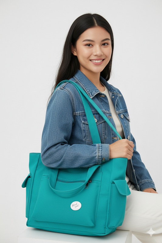 Chic Women's Large Capacity Fabric Tote Bag - Versatile Shoulder & Crossbody Style