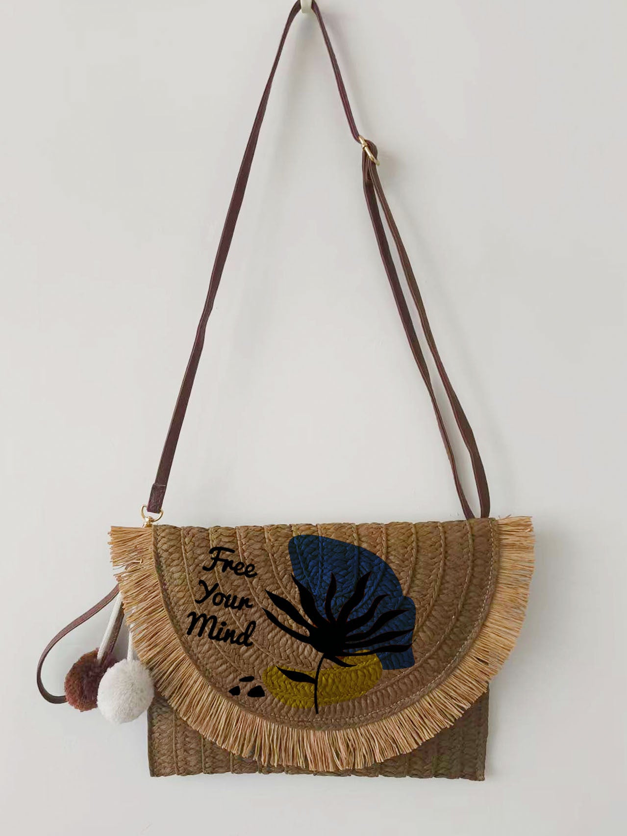 Artisan Woven Floral Print Crossbody Bag - Versatile Clutch for Effortless Style