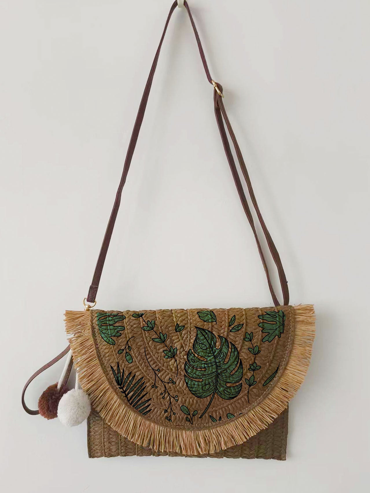 Artisan Woven Floral Print Crossbody Bag - Versatile Clutch for Effortless Style