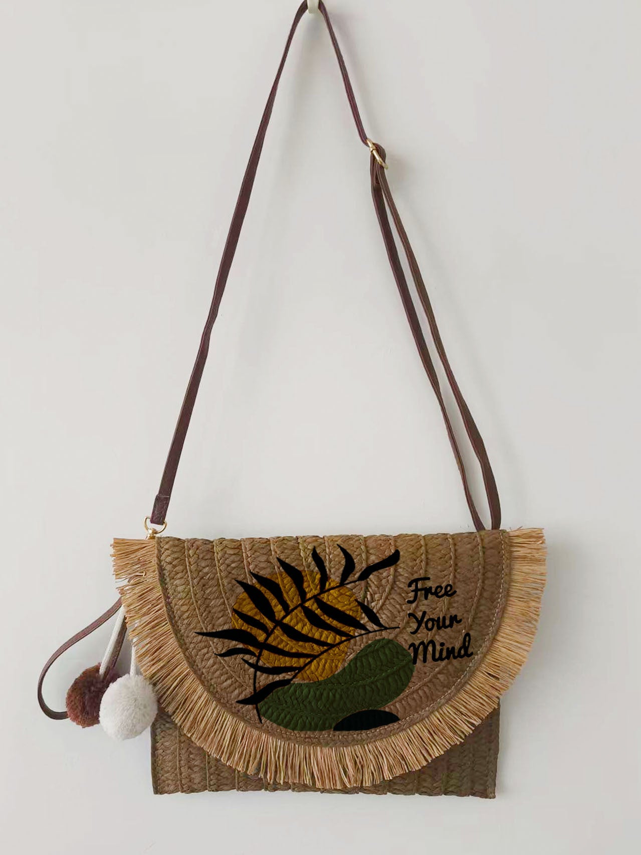 Artisan Woven Floral Print Crossbody Bag - Versatile Clutch for Effortless Style