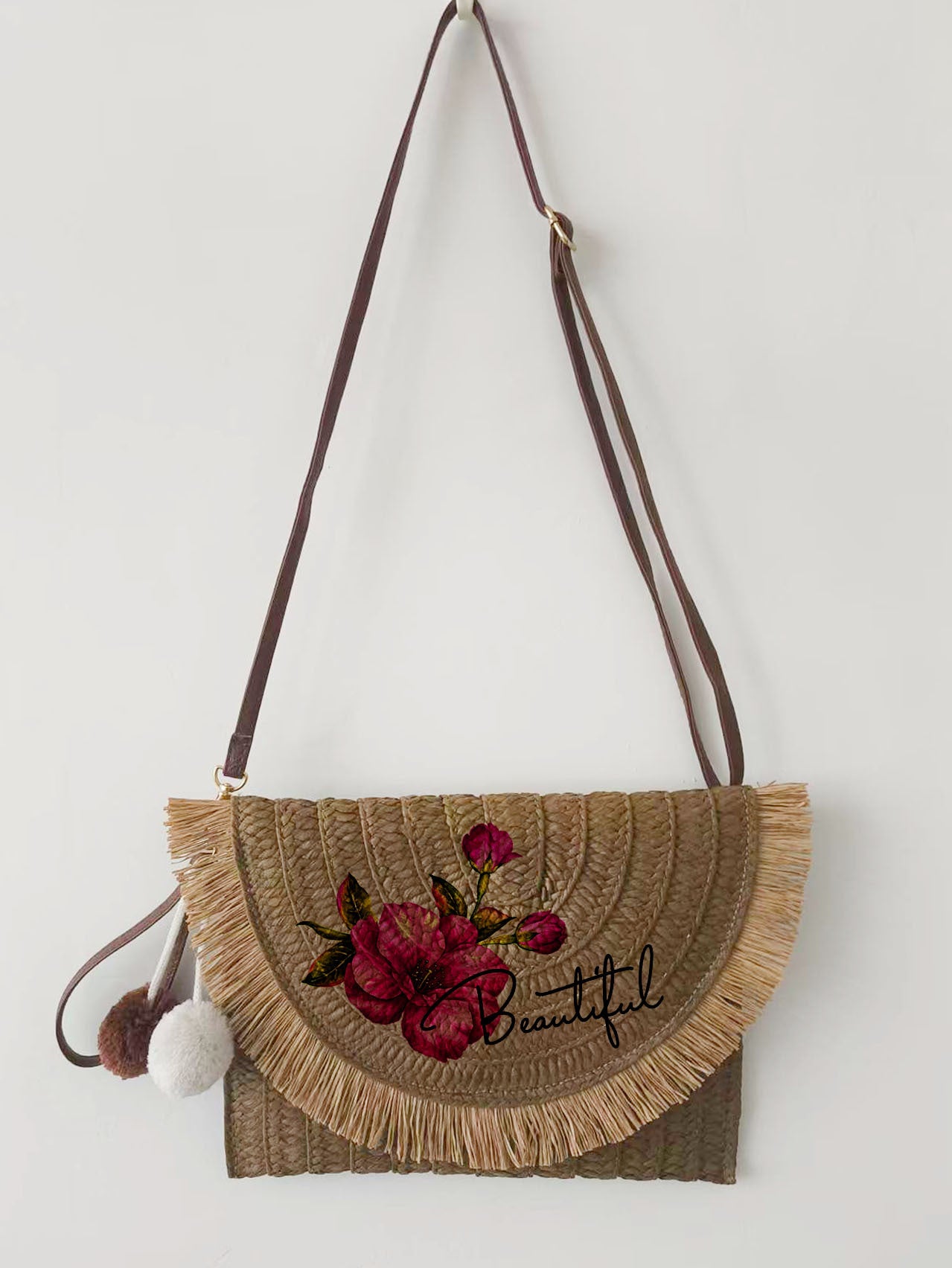Artisan Woven Floral Print Crossbody Bag - Versatile Clutch for Effortless Style