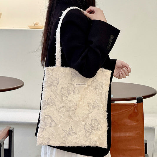 Sweet Lace Butterfly Canvas Tote Bag - Spacious & Lightweight Shoulder Carryall