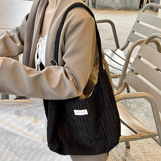 Chic Pleated Large Capacity Shoulder Tote Bag - Versatile Crossbody for Everyday Style