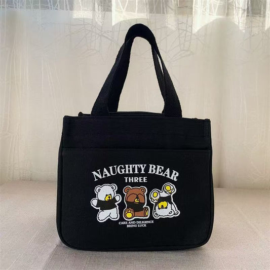 Urban Chic Printed Canvas Handbag - Casual Small Square Carryall