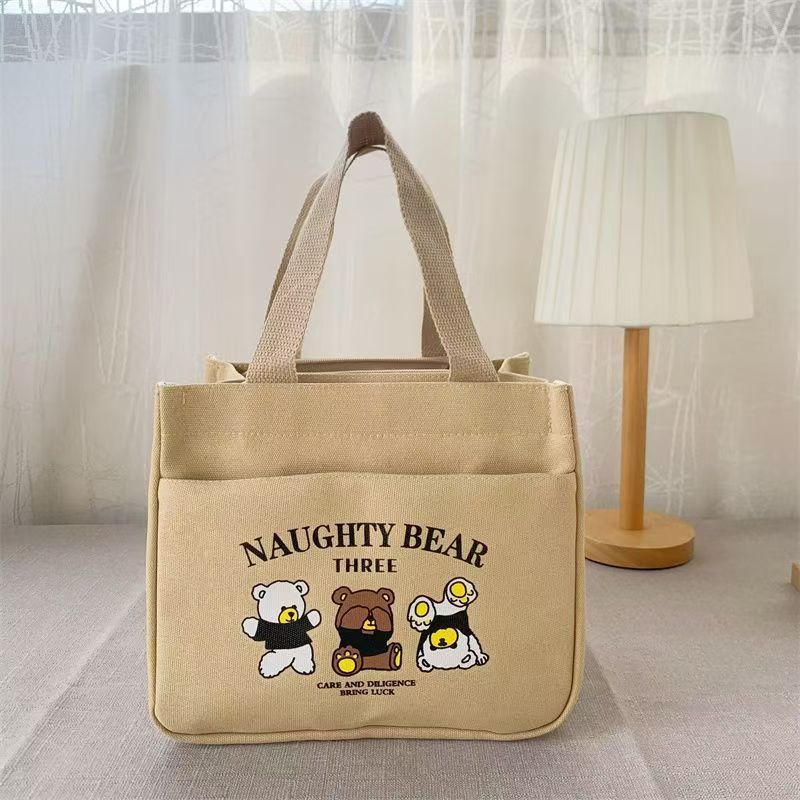 Urban Chic Printed Canvas Handbag - Casual Small Square Carryall