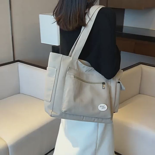 Chic Women's Large Capacity Fabric Tote Bag - Versatile Shoulder & Crossbody Style
